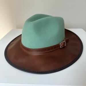 Overland leather and wool hat